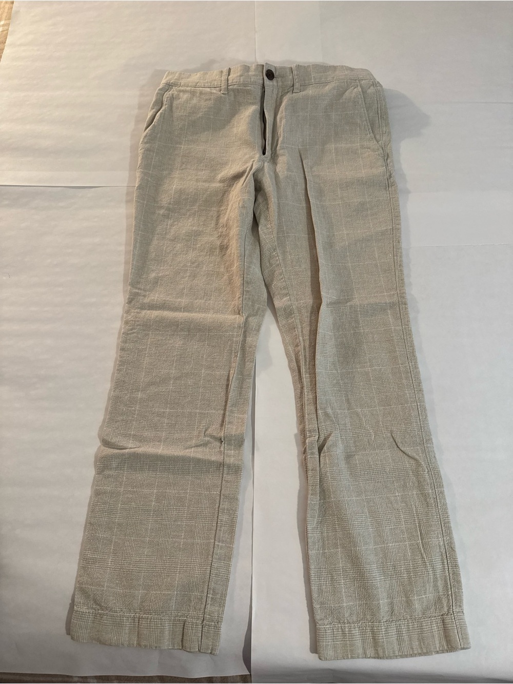 J. Crew Light Beige Plaid Cotton Chinos